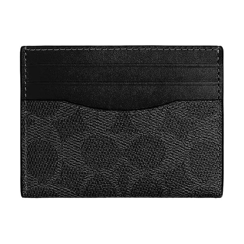 

COACH card holder 10 Fashionable logo print contrasting design, artificial leather and cow leather holder, regular, women s style, gray Gray and black чорний