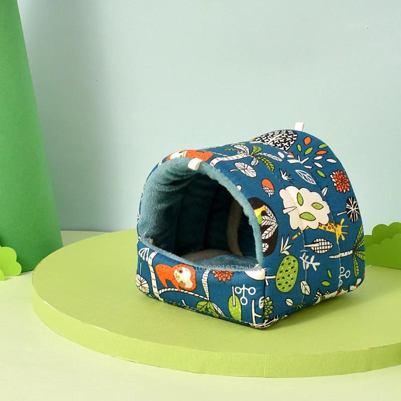 Cute Cartoon Rabbit Squirrel Mini Cage Guinea Pig Nest Small Animal Mice Rat Pet Sleeping Bed Hamster House Winter Warm Soft Mat