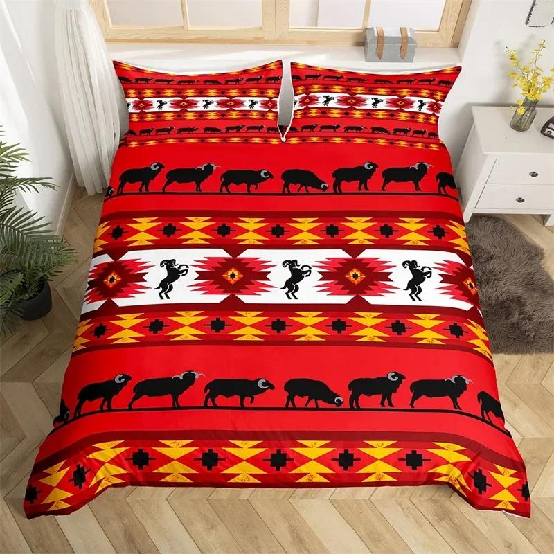 Exotic Horse Duvet Cover Set Queen African Tribal Arrow Western Animal Comforter Cover Microfiber Aztec Farm Animals Bedding Set