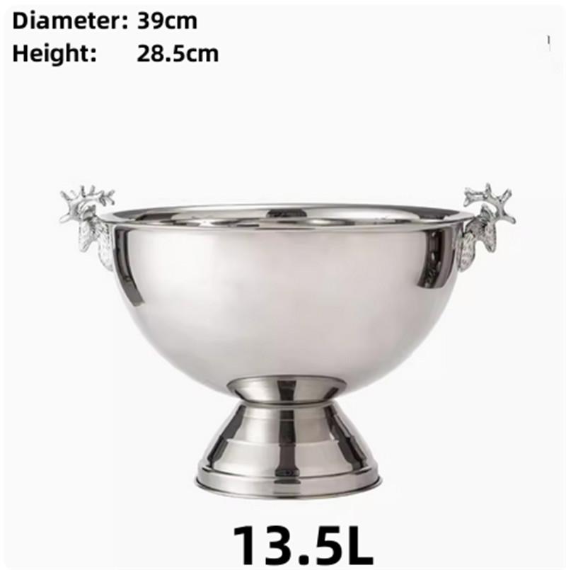 304 stainless steel Deer Head ear GOLD SILVER big ICE BUCKET BOWL CHAMPAGNE Large champagne bar bucket beer bucket basin