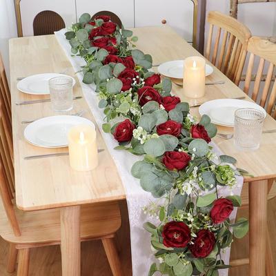 2pcs Simulated Eucalyptus Camellia Vine Decorations Valentine's Day Garden Decoration Living Room Decoration Home Accessories