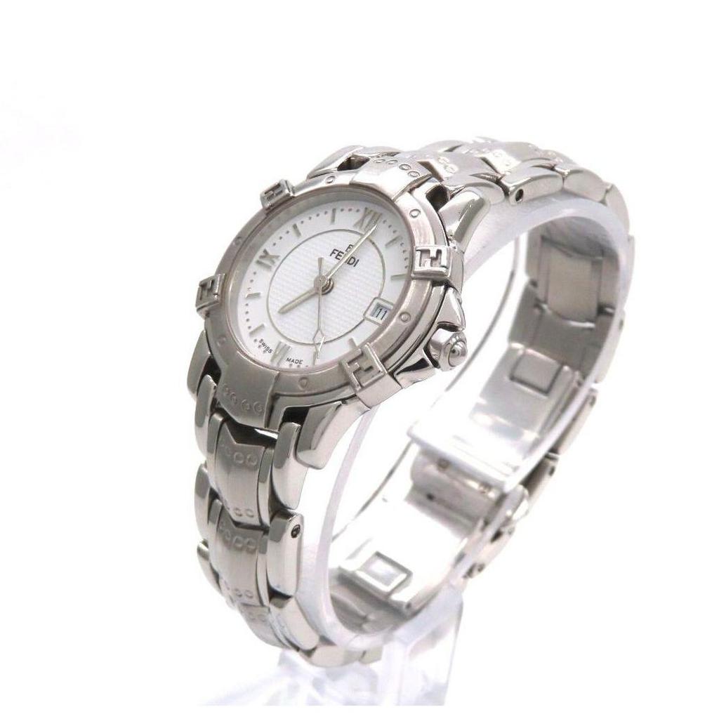 Used [3500L] FENDI 'Fendi Watch' Round White Ladies Extremely Good Condition