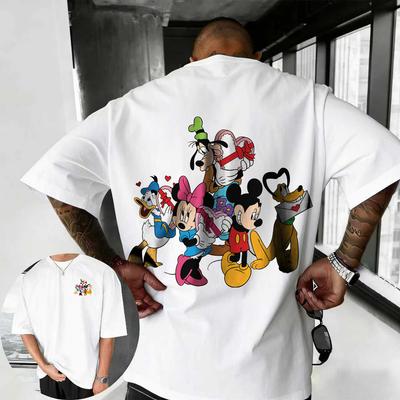 2026 Summer Disney Mickey Mouse Theme Tshirt Mens Street Fashion 100 Pure Cotton Shortsleeved Casual Loose Breathable Top
