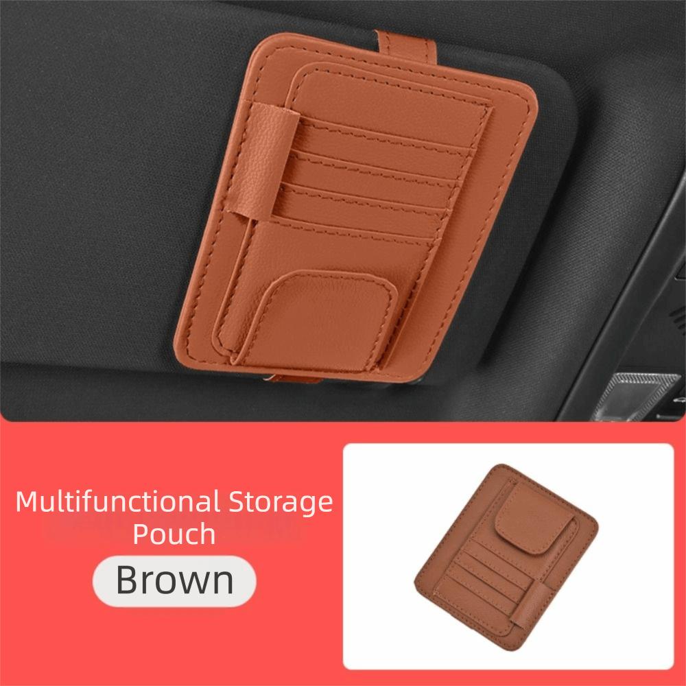 

Multifunctional Car Sun Visor Organizer Save Space Car Ticket Holder Car Glasses Holder Bank Card коричневий