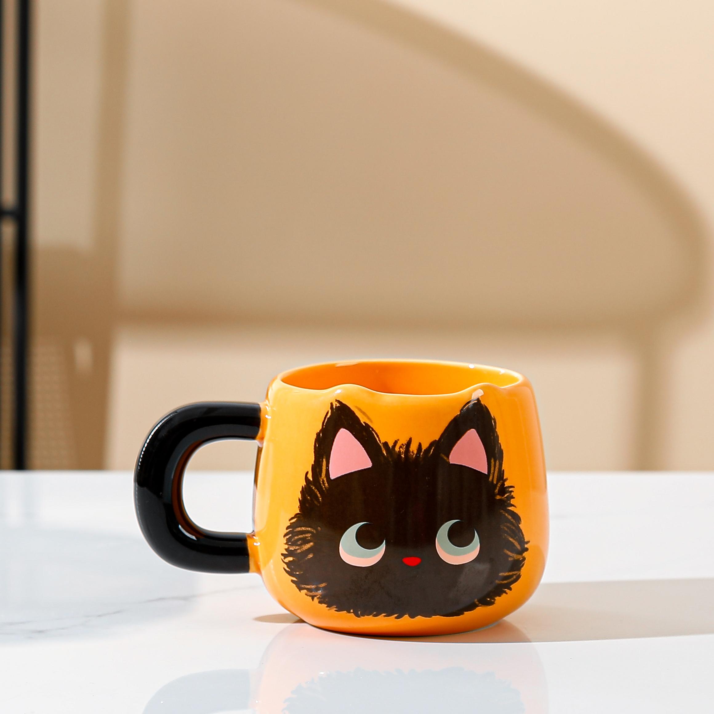 

Ceramic Head Mugs with Spoons Couple Water Cups Home Office Drinking Cups Gift Box Birthday Gifts Cute Animal Style