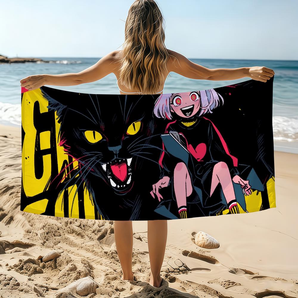 Serviette Filles Chat Noir Serviette de Plage Surdimensionnée Serviette à Séchage Rapide Absorbante Douce Serviettes de Bain Plage pour Hommes Femmes