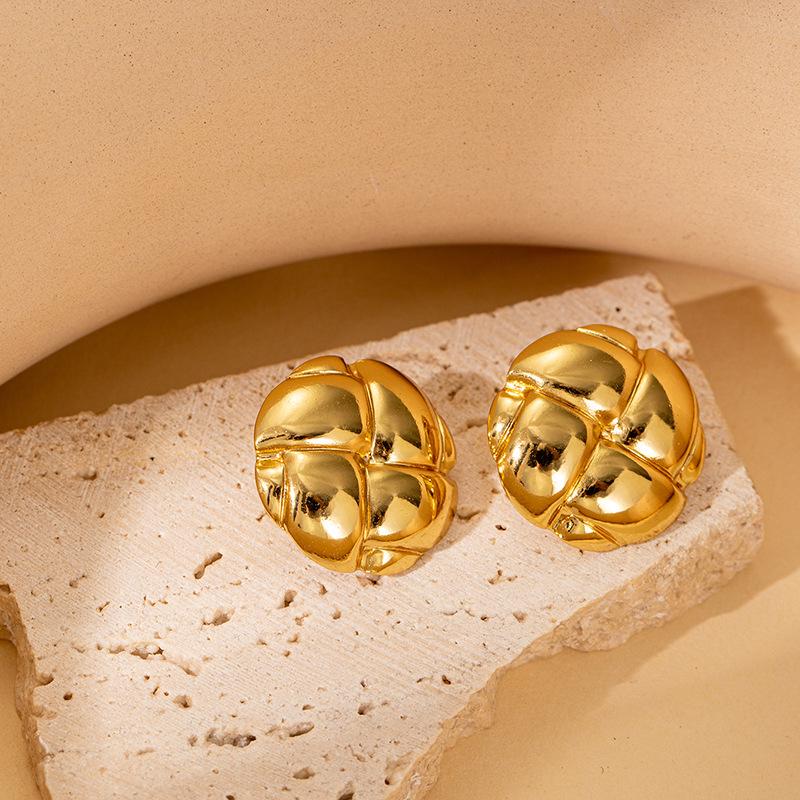 European & American Retro Metal Petal Texture Earrings