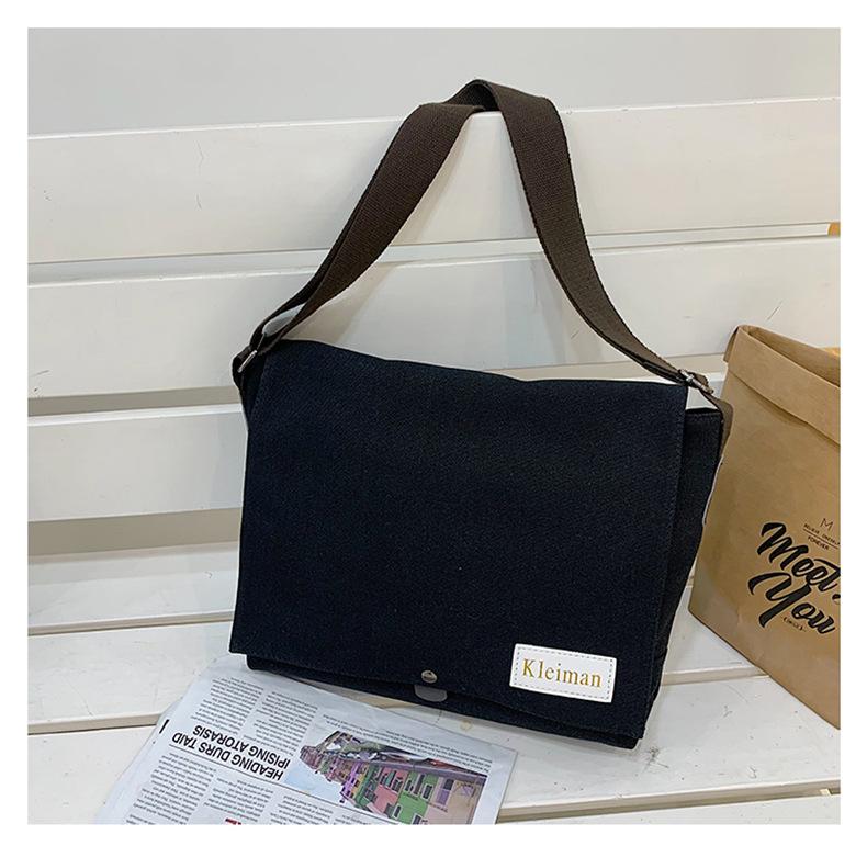 School bag Japanese casual versatile student shoulder bag lazy style ins literary messenger bag tooling canvas bag messenger bag