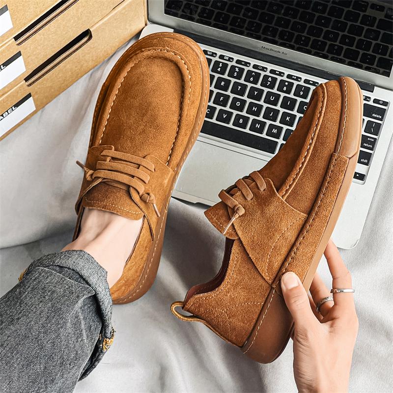Fashion Handmade Suede Leather Men Business Casual Leather Shoes Men Driving Shoes Moccasins Men Flats Shoes Zapatos Hombre