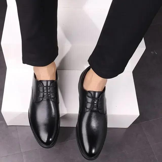 Men's Leather Shoes Lace Up Oxfords Spring Autumn Best Man Men's Business Formal Wear Casual Shoe Plus Size 47 Male Dress Shoes