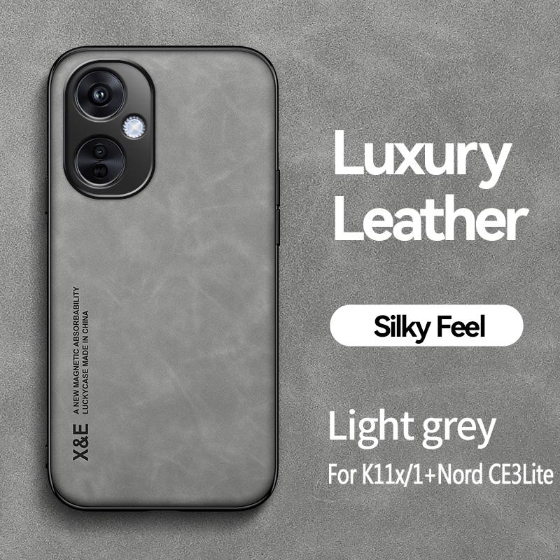 

Для OnePlus Nord CE 3 Lite 5G 2023 Чехол Мягкий Силикон+ПК Магнитный Держатель Чехлы для Телефона Для One Plus 1+ Nord CE3 Кожаная Задняя Крышка For Nord CE 3 светло-серый