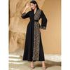 New Patchwork Leopard Print Cardigan Lace-up Robe Dress Splicing Leopard Print Dress