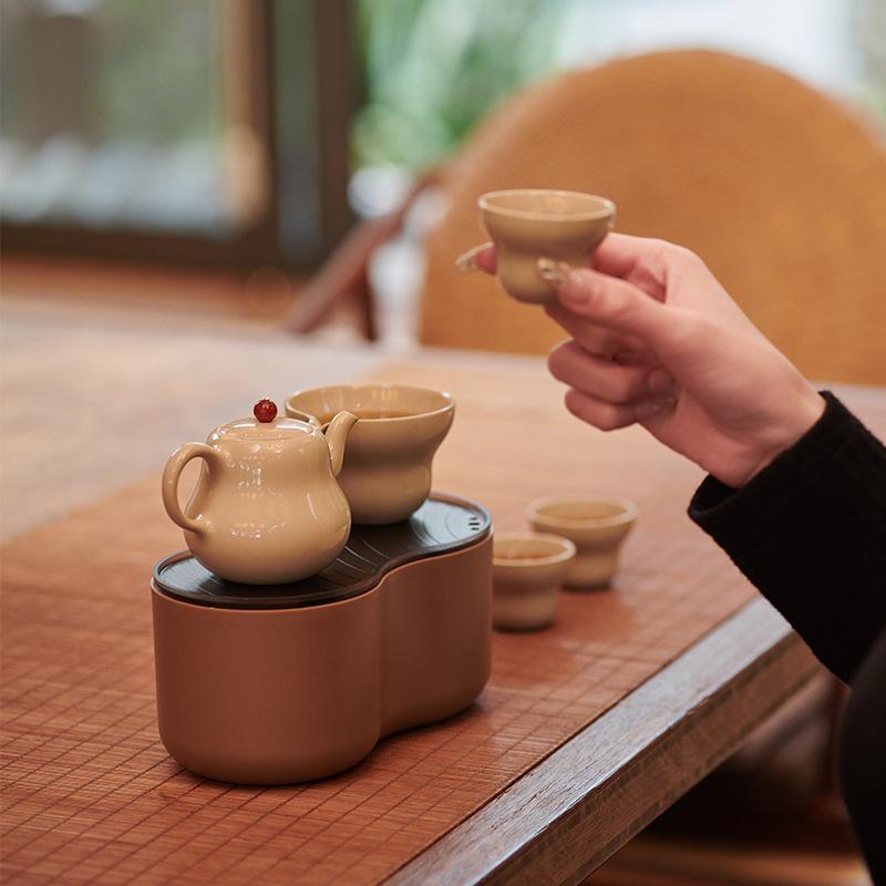 Pot such as outdoor portable travel tea set gourd brewing teapot small set ceramic business company gift set