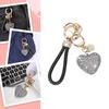 Ručně vyrobená klíčenka ve tvaru srdce s třpytivými kamínky Ručně vyrobená klíčenka Ozdoba na tašku Módní doplněk pro ženy
