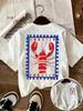 Vintage Hummer Stempel Grafik T-Shirt Ästhetisch Retro Postkarten Druck T-Shirt Einzigartig Tier Sommer Oberteil Lässig Streetwear für Unisex