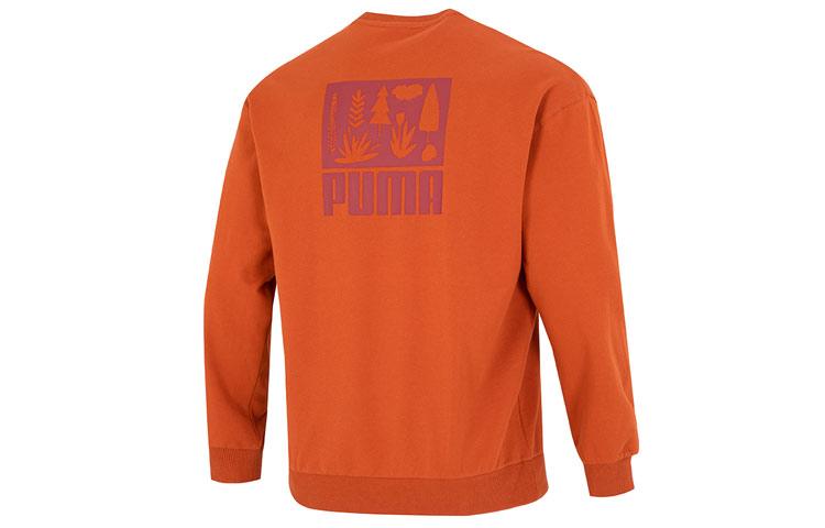 PUMA Sweatshirts Men s Orange Crew Neck Moderate Regular 538780-64 S