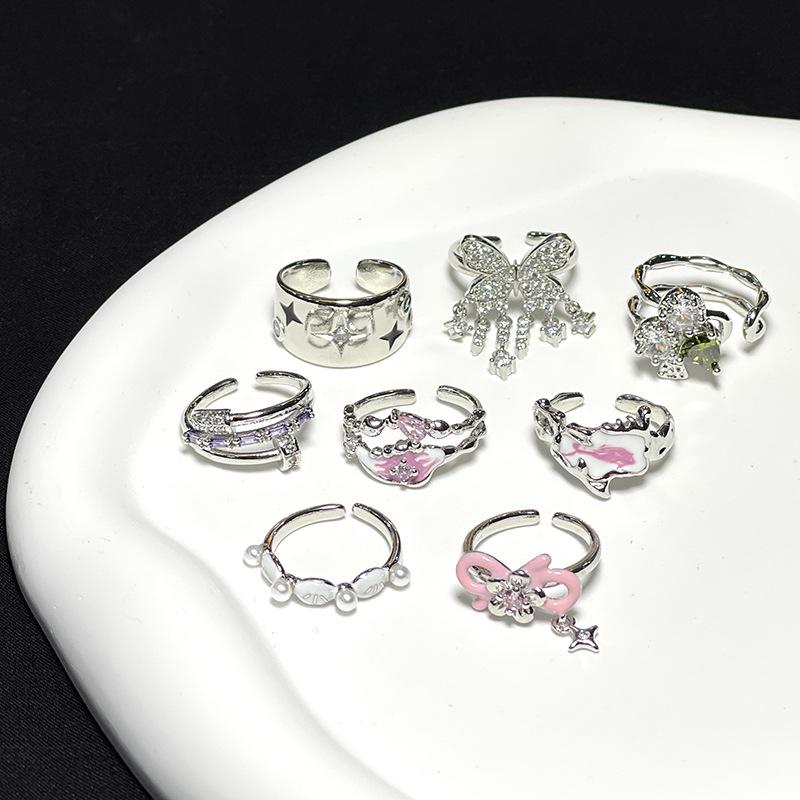 Niche Design Sense, High Sense, Cold Wind, French Open Ring, Personalized Fashion, Oil Dripping Jewelry Women