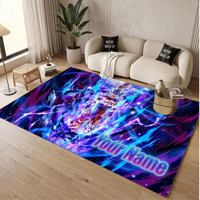 Custom Name Crystal Velvet Rug,Dragon Ball Comfortable Anti Slip Floor Mat For Room Decoration