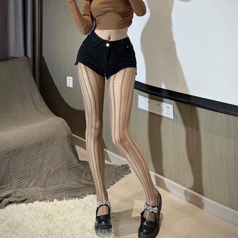 Sexy Sexy Stockings Prismatic Stripes Skinny Stockings Spice Girls Versatile Thin Pantyhose Temptation Hollow Fishnet Socks