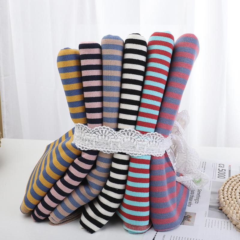 Rainbow Striped Cotton Elastic Knitted French Terry Fabric DIY For Sewing Hoodie Jacket Shirt Tissus By The Half Meter 610g/m