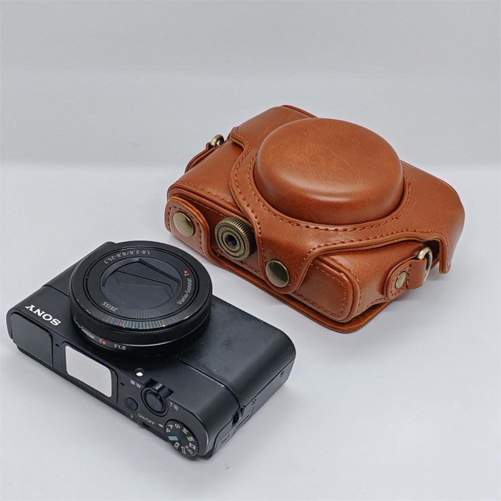 PU Leather Camera Bag Case For Sony RX100 M7 RX100II RX100 M3 RX100III M4 M5 M6 Shoulder Strap Full Body Protect Cover