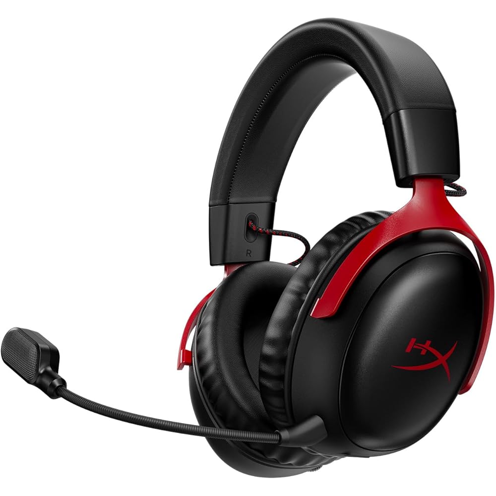 HyperX Cloud III Wireless Gaming Headset 53mm Drivers DTS Headphone:X Spatial Audio Black-Red for PC PS5 PS4 Xbox Switch Mobile