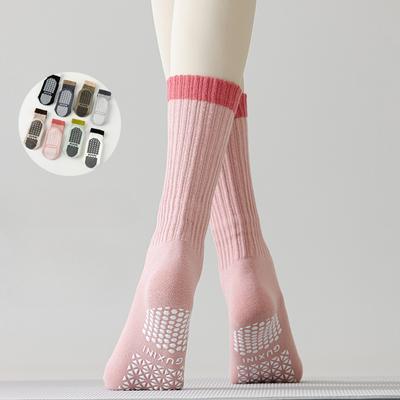 Yoga-Socken für Damen, für den Innenbereich, rutschfeste Silikon-Pilates-Socken, farblich passende Baumwolle, professionelle Fitness- und Tanzsport-Socken