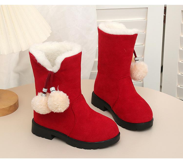 Girls' New Fleece-lined Snow Boots, Children's Cotton Shoes