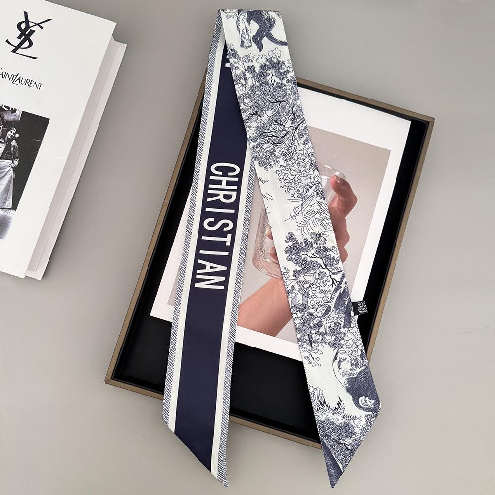 D Family New Lemur High-End Twill Scarf: Imitation Silk Ribbon for Hair, Bags, and Accessories.