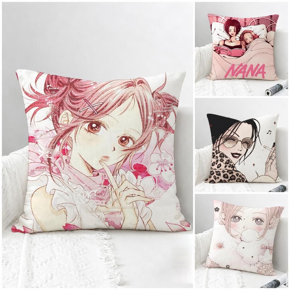 Anime NANA Cushion Cover Natural Linen Pillowcase Set AllinOne Decor for Sofa Bedroom Chair