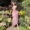 Spot Floral Skirt Yunnan Seaside Vacation Skirt Irregular Skirt, Fishtail Skirt, Tube Top, Chest Pad, Long Skirt