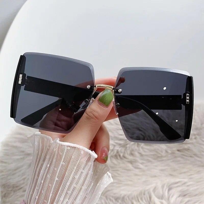 Korean Style Classic Black Big Square Shades Sunglasses for Women Men Fashion Women Sunglasses with Uv Protection