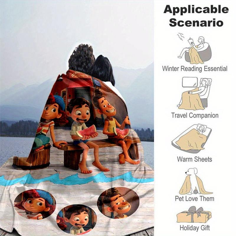 1pc, Luca & Arlo Watermelon Adventure Italian Animation Movie Inspired Home Decor Blanket Perfect for Couch, Bed, Travel, Camping, Car