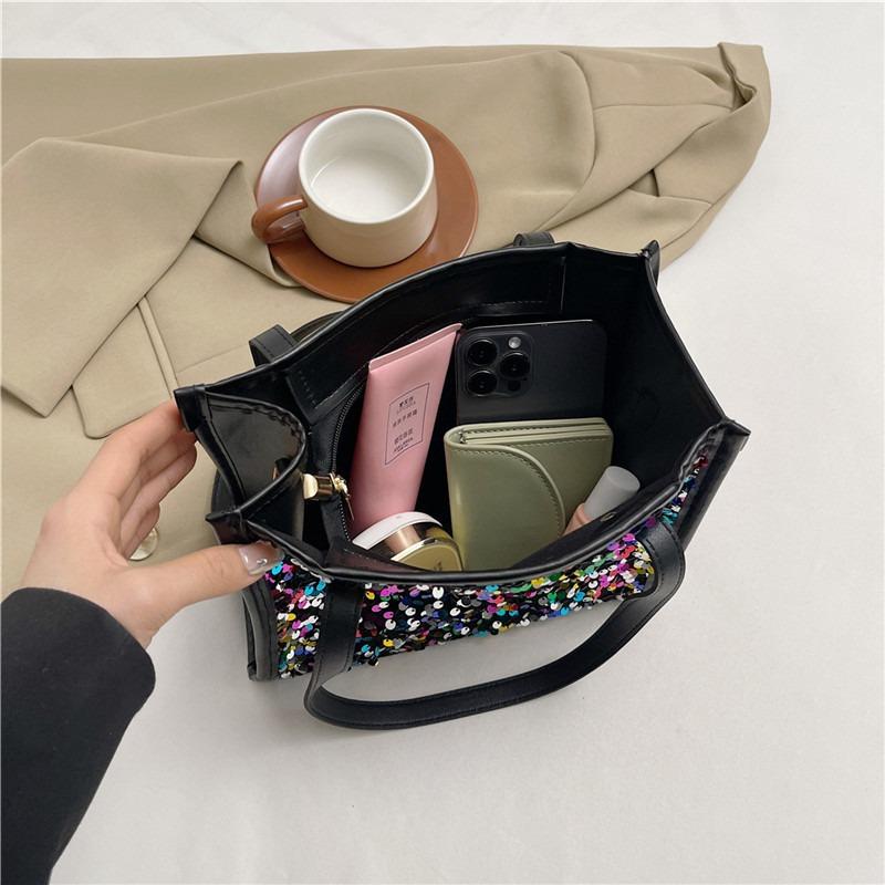 Pu Women's Bag Small Square Bag Handbag New Shoulder Bag Sweet Sequined Messenger Bag Bag Bag