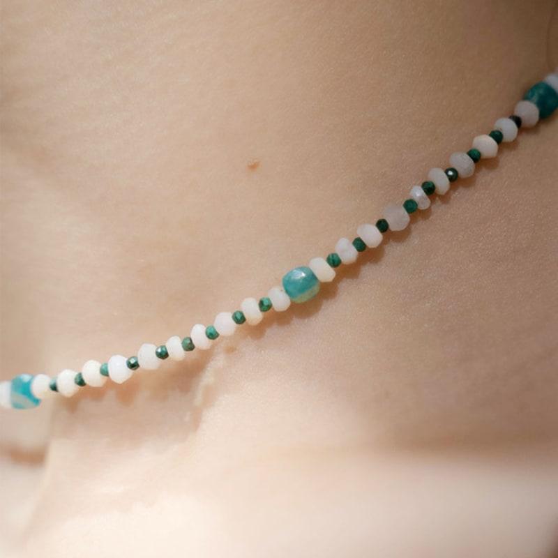 HARANG HR 43N_Malachite Pink Opal Beads Necklace