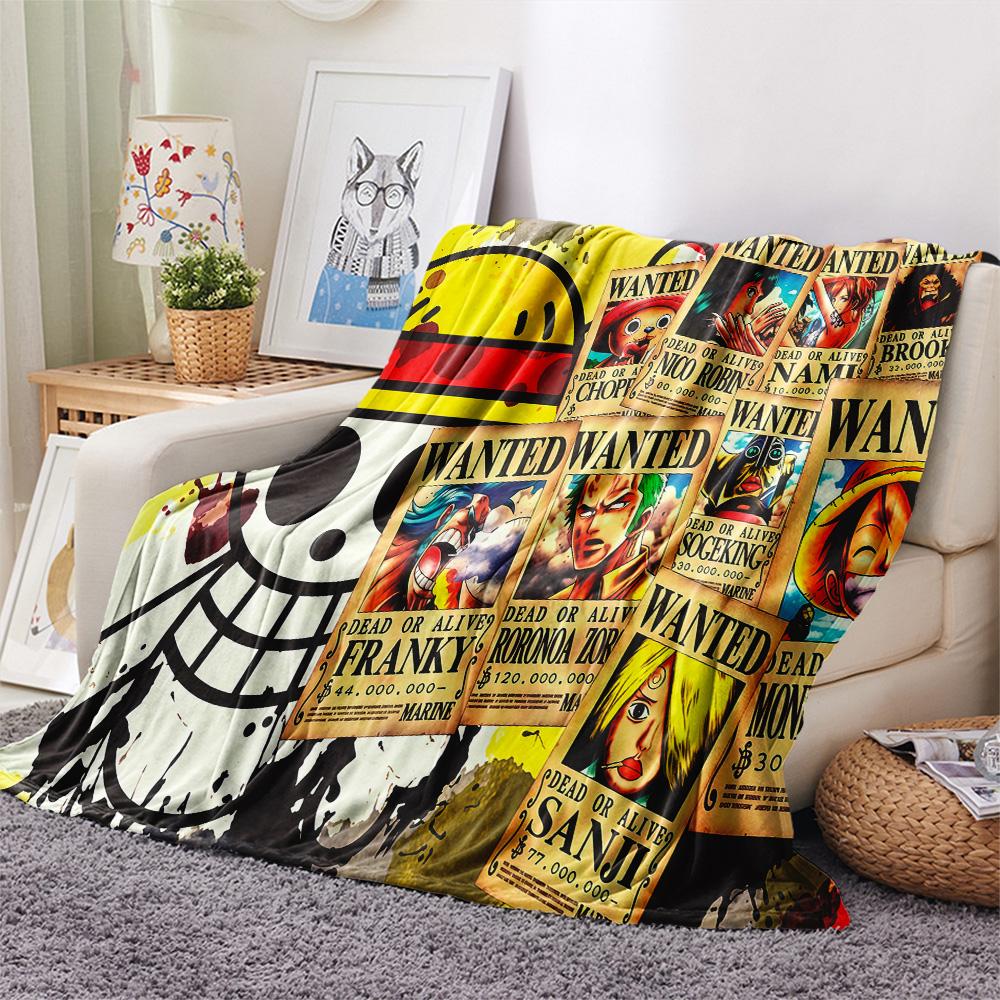 1PC One Piece Straw Hat Pirates Patterned Flannel Blanket Suitable For All Seasons For Home Decor Warmth And Comfort Gifts Holiday Present