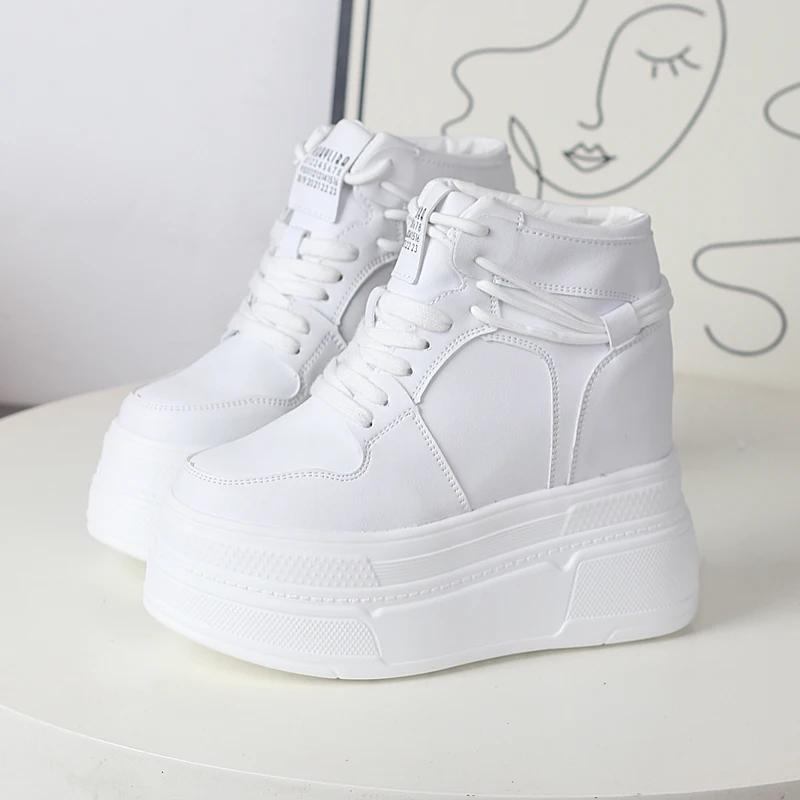 Fashion Fashion Sneakers White Chunky Platform Wedge Shoes 2025 Designers 12cm Height Increased Woman Sports Casual Shoe Tennis Female