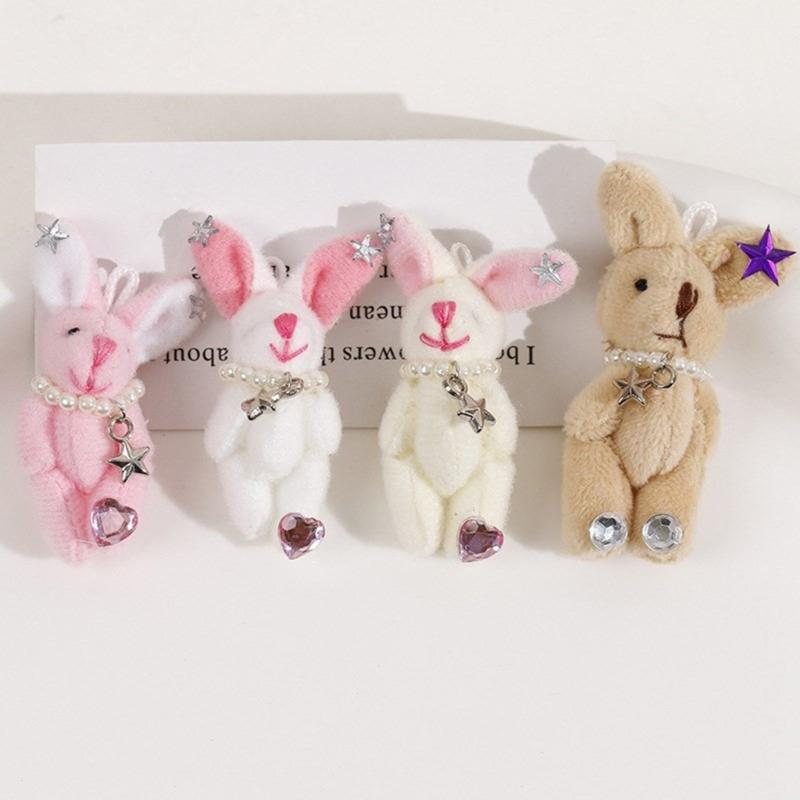 Soft and Adorable Rabbit Plush Toy with DIY Accessories Exquisite Rabbit Keyring Decoration Cute Rabbit Keychain Pendant