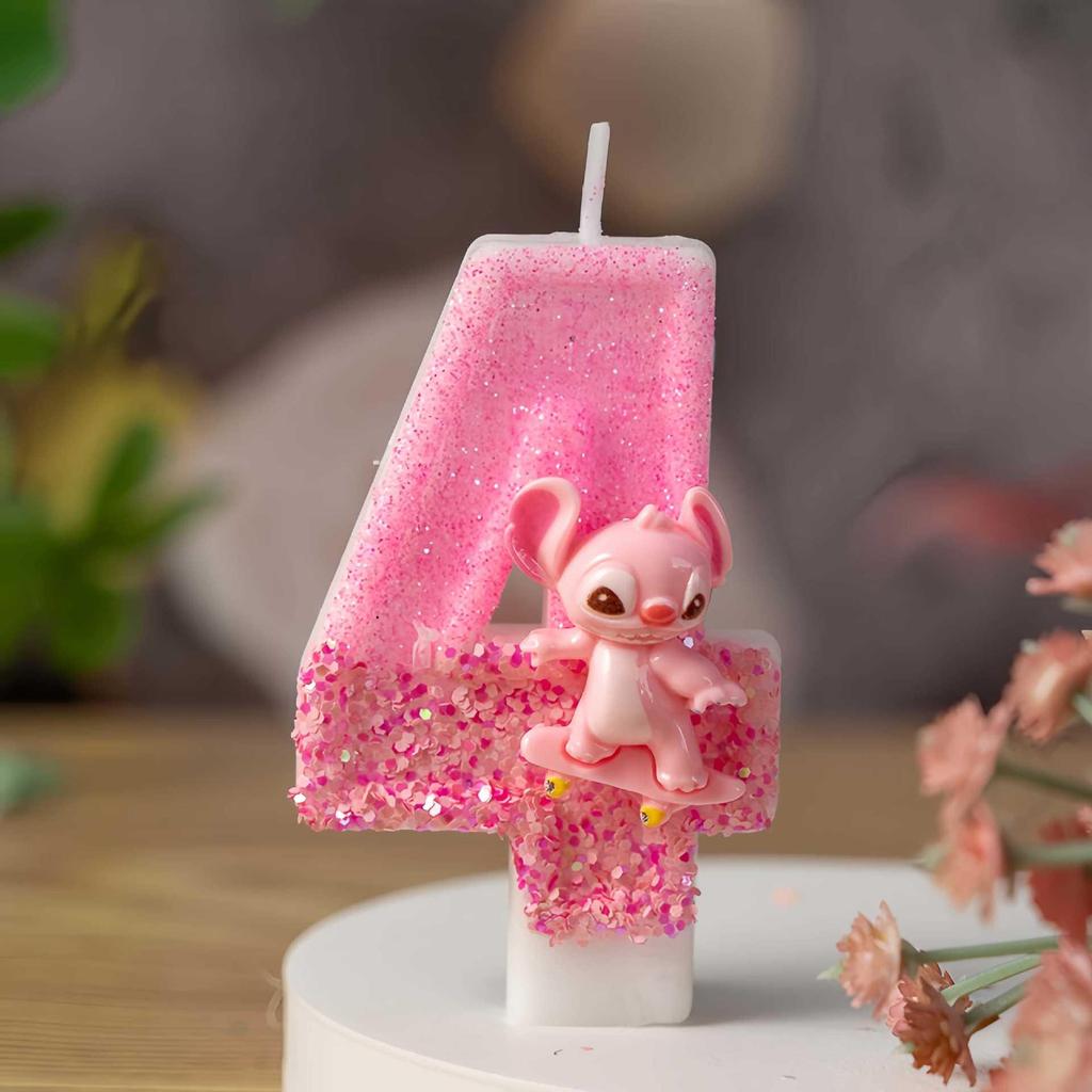 Pink Long-Eared Animal Birthday Candle, Number 09, Cute Cartoon Decoration for First Birthday Cake