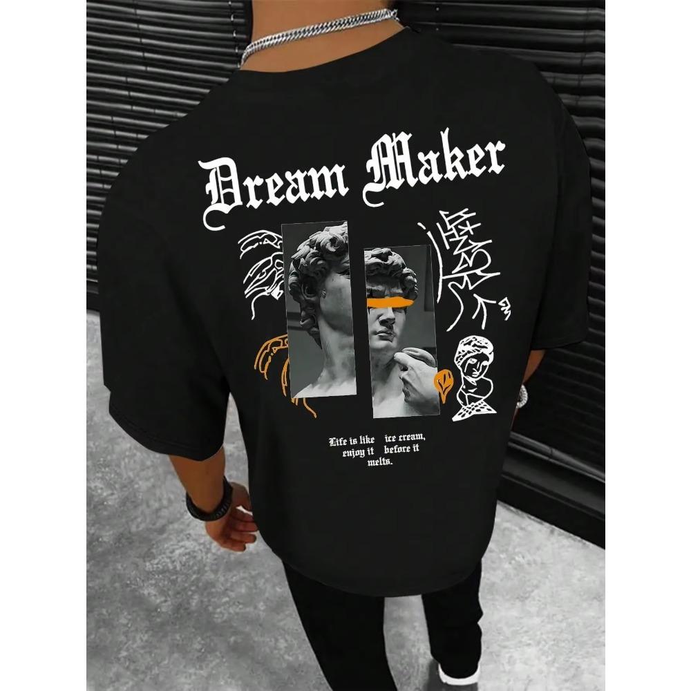 Men's T-Shirt Summer Unique Back Figure 3D Printing Men's Clothing T-shirt Short-Sleeved Casual Loose Oversized Shirt Tops