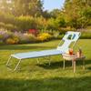 Folding Tanning Chair Phone Holder Space Portable Sun Lounger Foldable Reclining