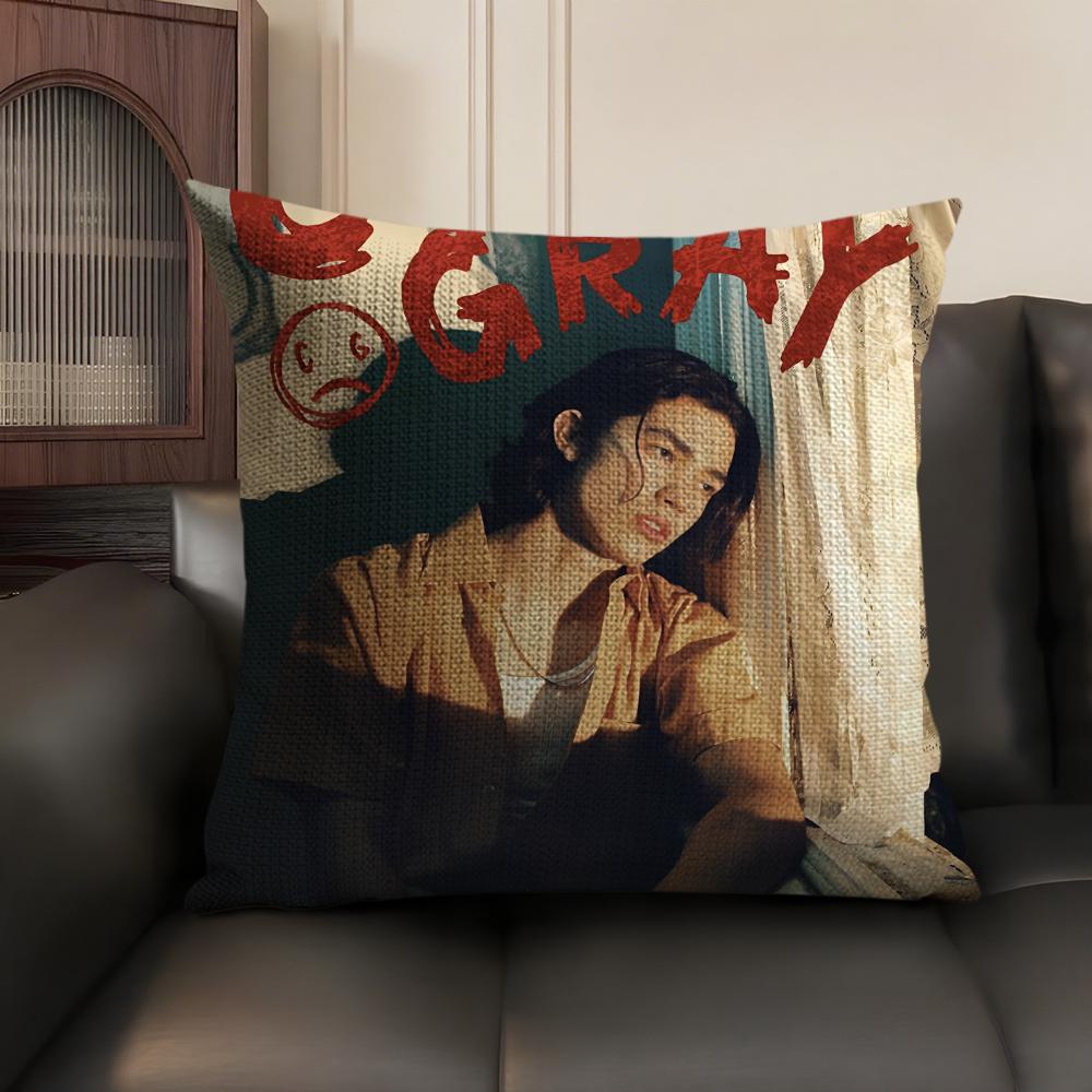 Singer CConan GGray Cushion Cover Natural Linen Organic Fabric DoubleSided Printing Sofa Home Decor Gift Pillow Case