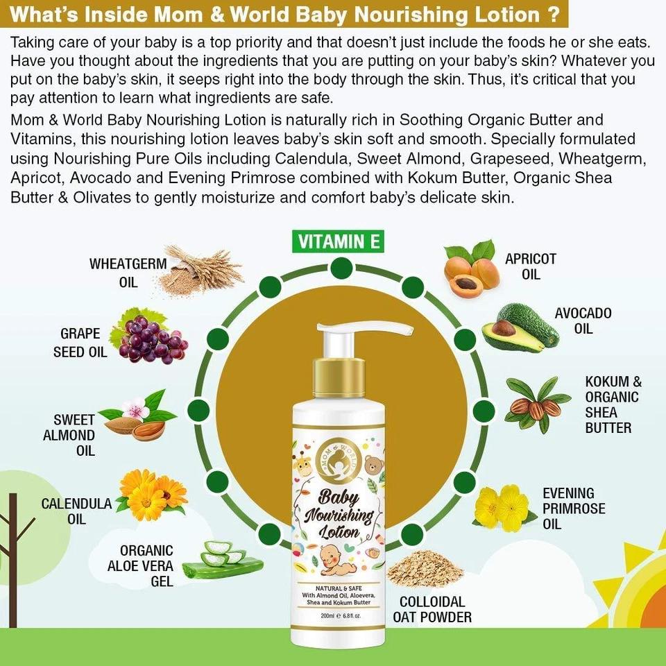 Mom & World Baby Nourishing Lotion With Almond Oil, Aloevera,Shea & Kokum Butter