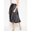 Black Silk Blend Women Flared Skirt Indian Bollywood Party Wear Pleated Skirt