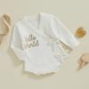 Baby Girls Sweater Romper Letter Embroidery Tie Up Long Sleeve Jumpsuits for Newborn Infant Toddler Fashion Clothes