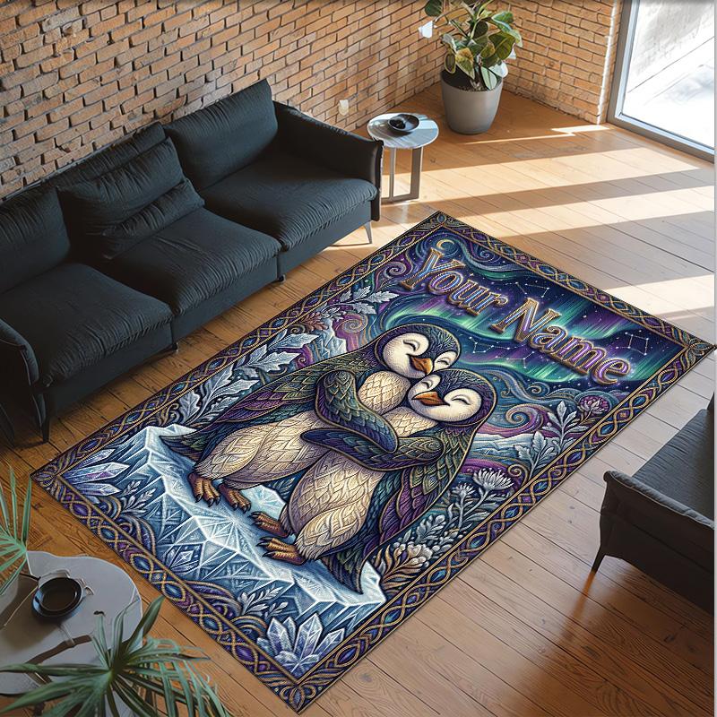 Valentine Love Theme Crystal Velvet Rug Personalized Custom Name Text Soft Floor Mat Home Decor