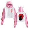 New Demon Slayer Cat Ear Color Block Hoodie - Plus Velvet, Loose Fit, Casual Pullover