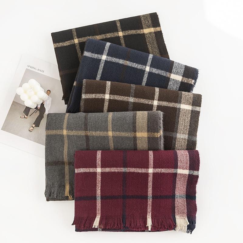 Plaid Scarf Women's Fashion Commuting Imitation Cashmere Simple Versatile Shawl Warm Scarf Winter