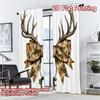 2D FLAT PRINTING 2pcs Curtains (Without Rod) Christmas Antler Ribbon Bow Chic Curtain Cloth Versatile Polyester Fabric Curtains