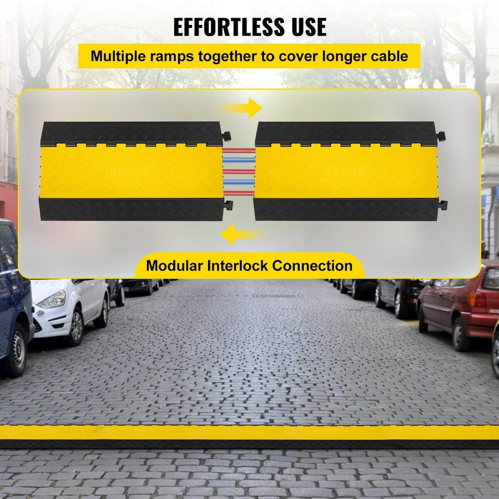 5 Channel Rubber Cable Protectors Extreme Cable Ramps 66000lbs Heavy Duty 5 Slots Protective Cable Wire Cord Ramp Driveway Rubber Traffic Speed Bumps